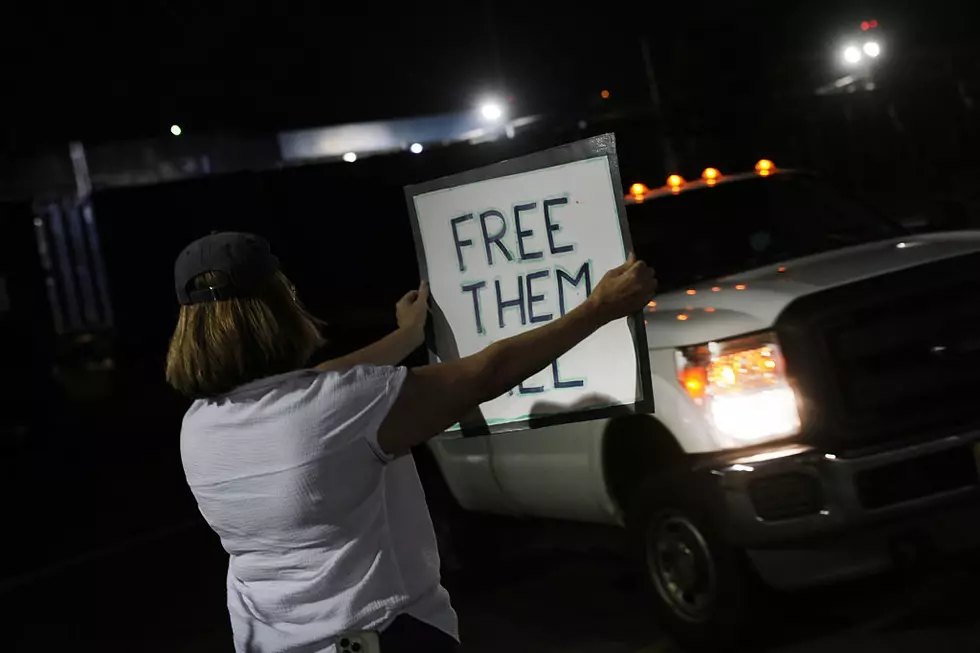 NEWARK, NEW JERSEY - AUGUST 04: Protesters gather outside the Delaney Hall Detention Facility , where ICE is housing detained immigrants, on August 4, 2026, in Newark, New Jersey. The demand for a shutdown continues after El Salvadoran immigrant Edwin Lopez-Cornejo died on August 1st while in custody at the facility. He was the 22nd person to die in ICE custody this year. (Photo by Spencer Platt/Getty Images)