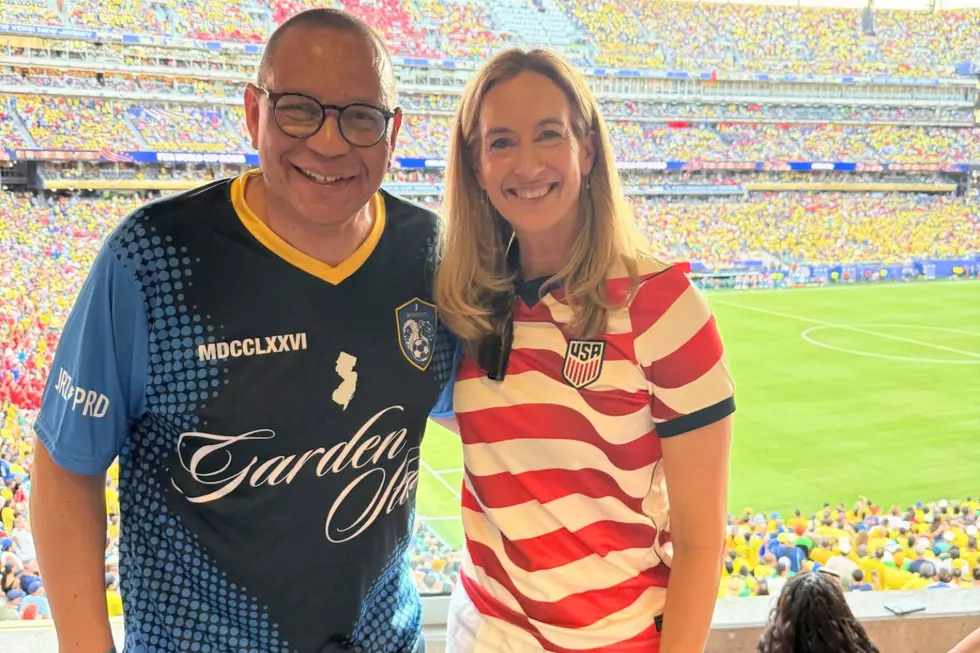 Lt. Gov. Dale Caldwell (L) and Gov. Mikie Sherrill at a World Cup match at MetLife Stadium (@LtGovCaldwellNJ )