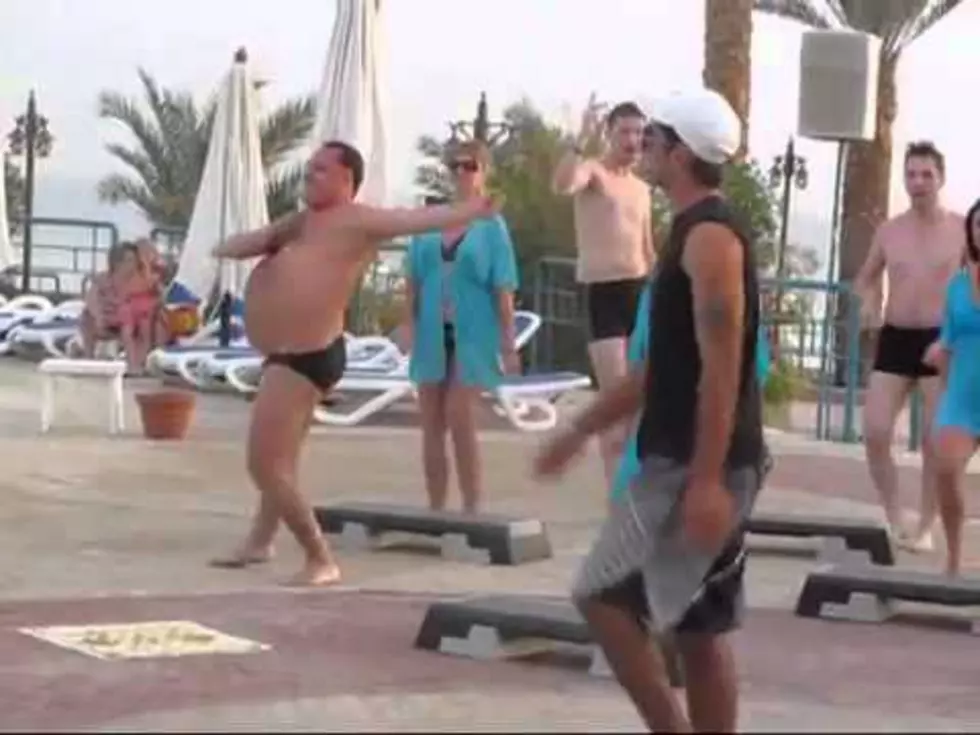 Video of the Day – Beer-Bellied Guy in a Speedo Joining a Step Aerobics Class and Kills it