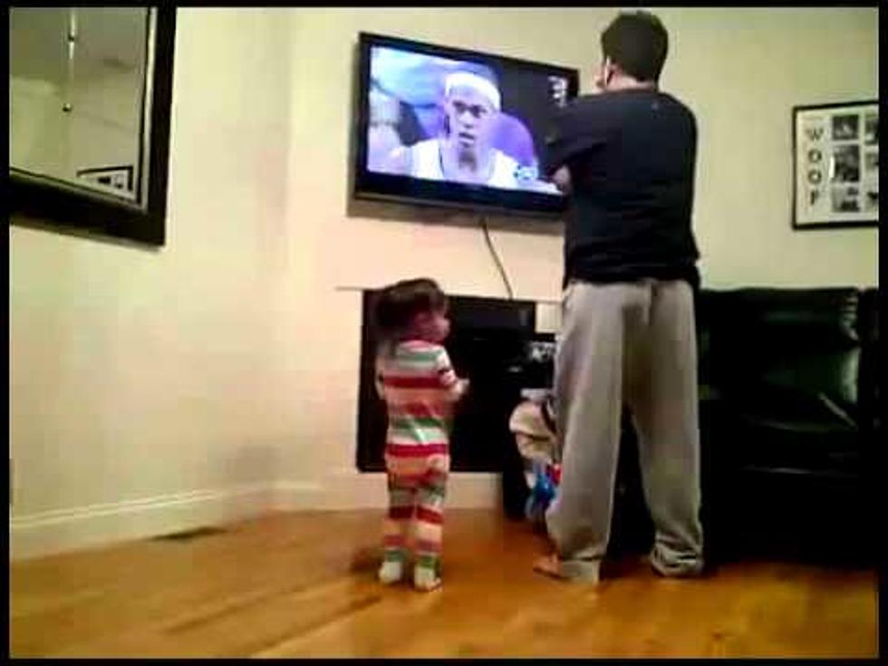 Watch Cute Little Girl Imitate Her Angry Father Watching Bastketball [VIDEO]