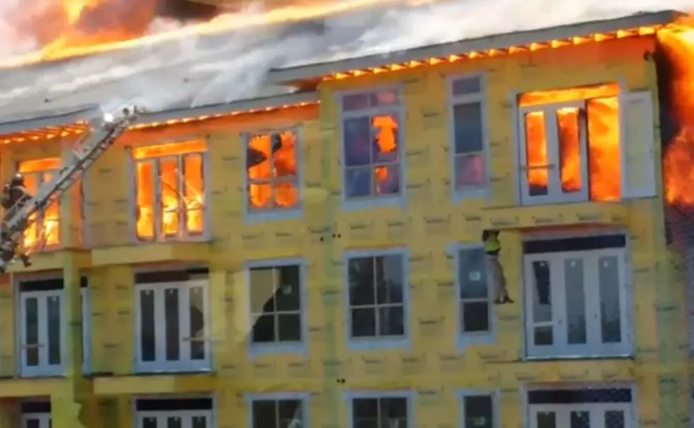 Firefighters Barely Save Construction Worker Stuck in Burning Building [WATCH]