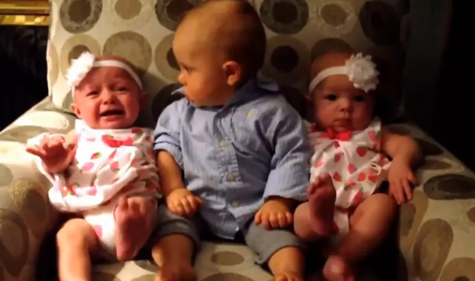 Adorable Baby Is Stunned When He Meets Twins For The First Time [WATCH]