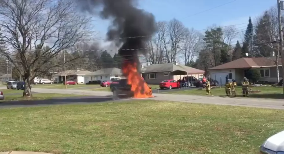 Dodge Ram Pickup Truck Catches Fire in Marcy [EXCLUSIVE VIDEO]