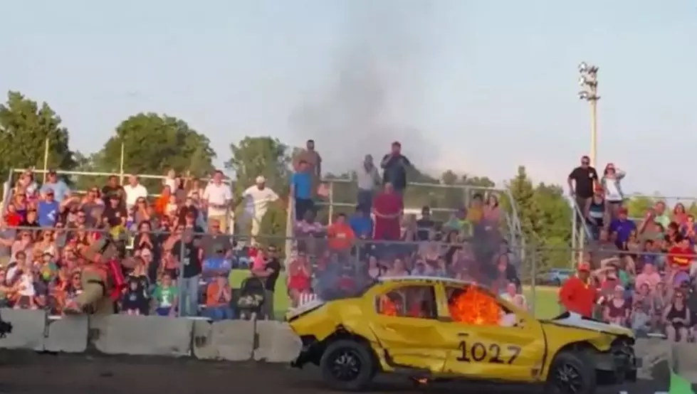 Car Catches Fire at Jefferson County Fair Demo Derby