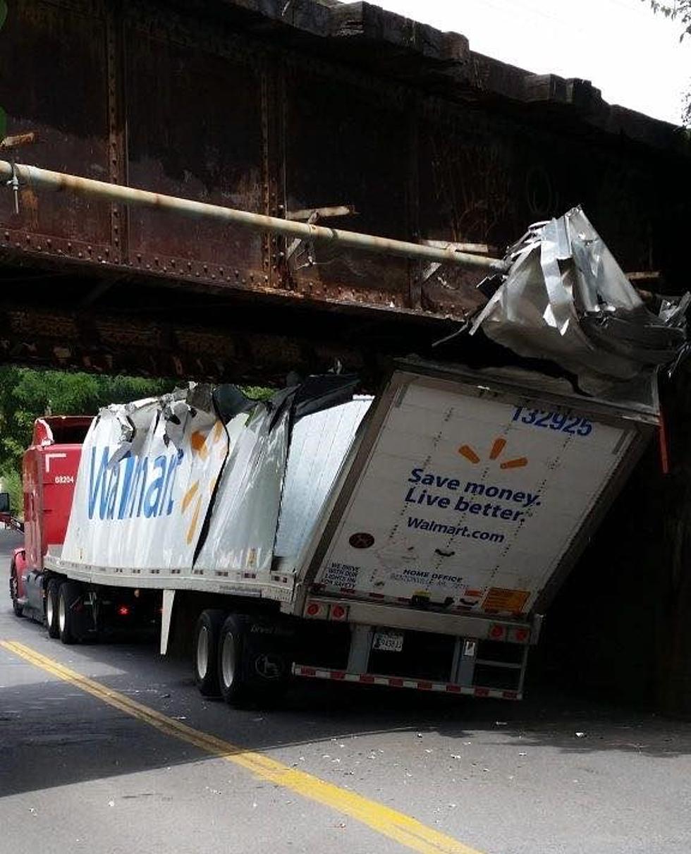 Truck Gets Stuck Under Schenectady, New York Bridge