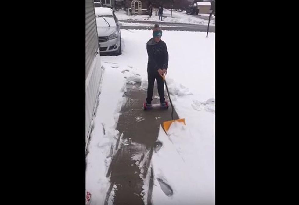 Stockbridge Teen Uses Hoverboard to Shovel Snow Faster