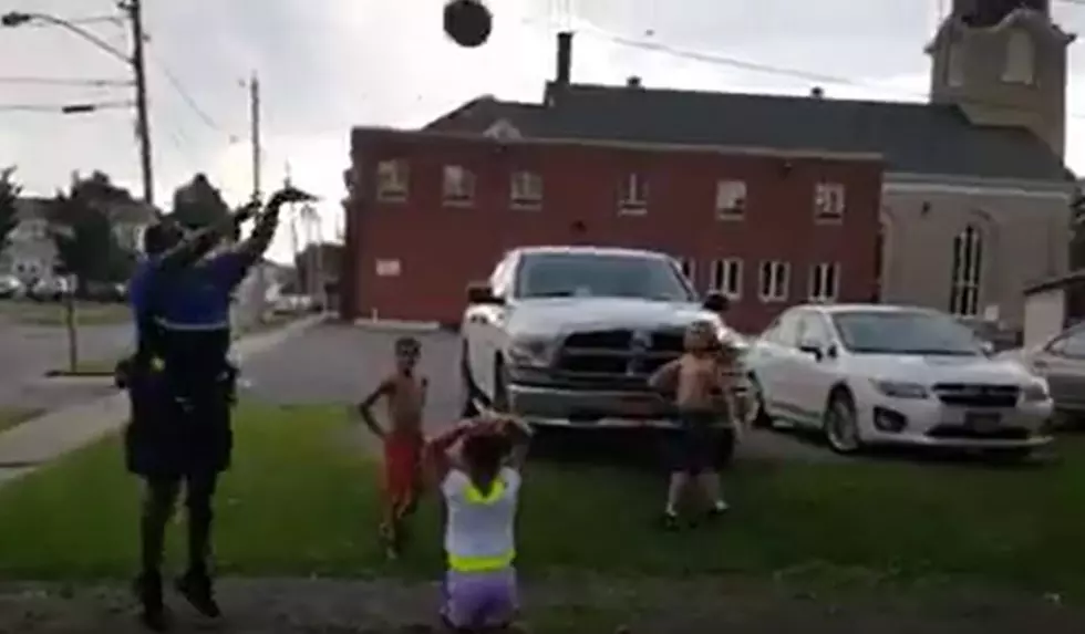 Cop Shoots Hoops with Kids