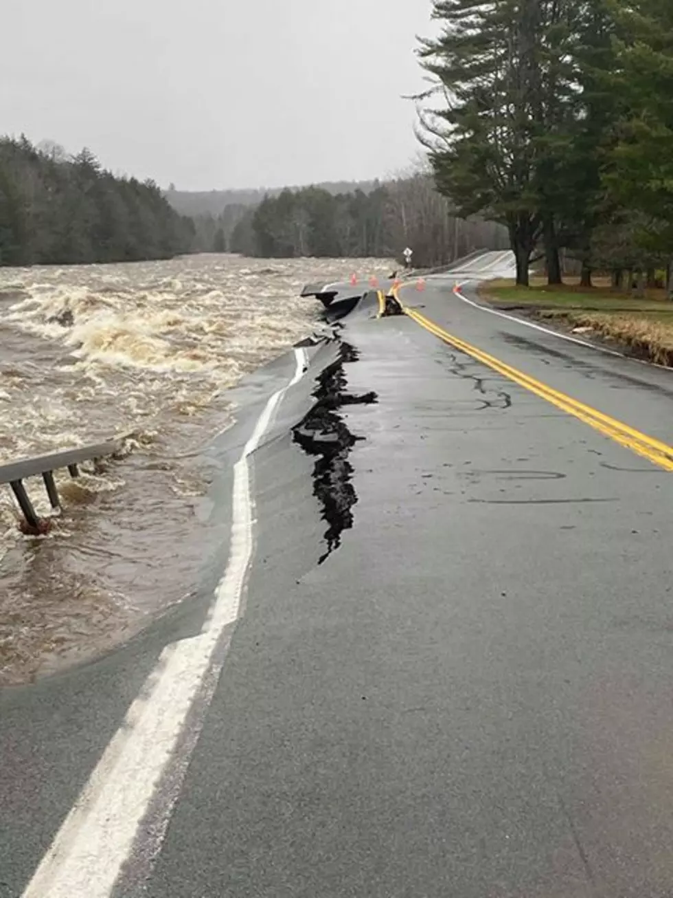 Road Washed Out by Raging Waters in Town of Ohio