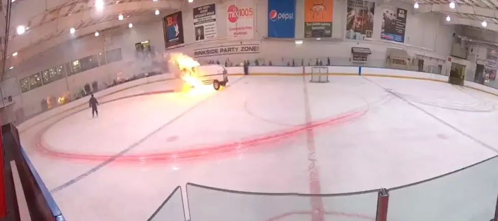 Fire on Ice: Zamboni Bursts Into Flames at New York Ice Rink