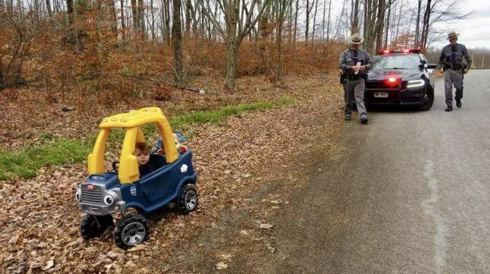 Troopers Help Little Tyke Stranded on Side of CNY Road