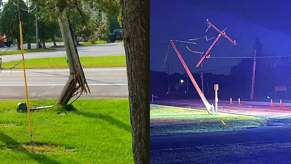 Driver Hits Power Pole So Hard it Snaps Right Next to One Hit 10 Months Ago