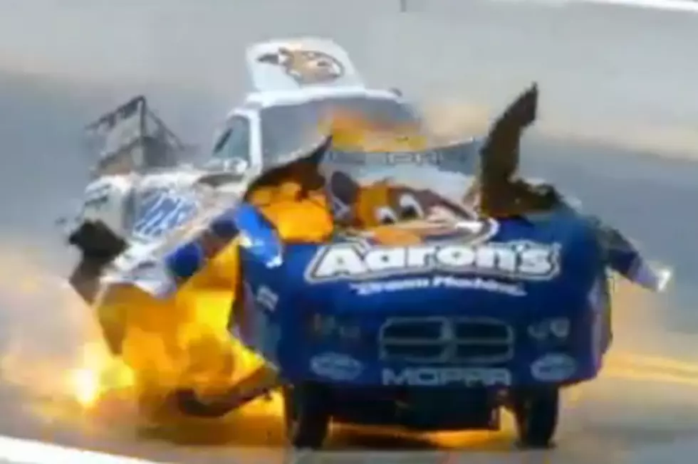 Explosion Rips Funny Car