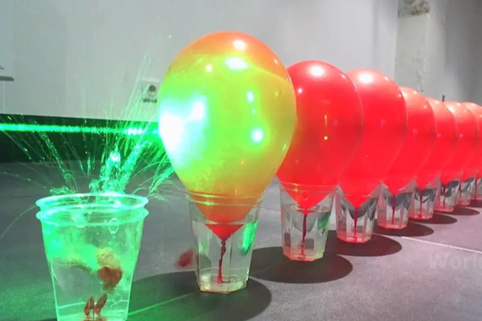 Laser Pops Balloons Domino-Style