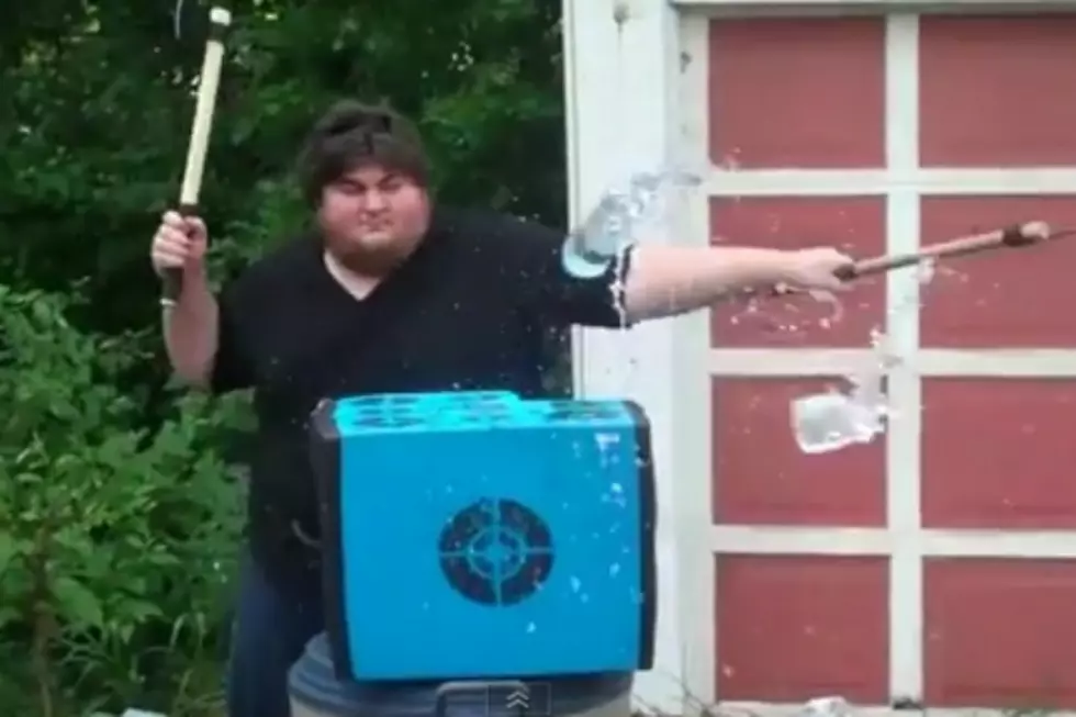 Watch This Wannabe Ninja Slice and Dice Defenseless Water Bottles