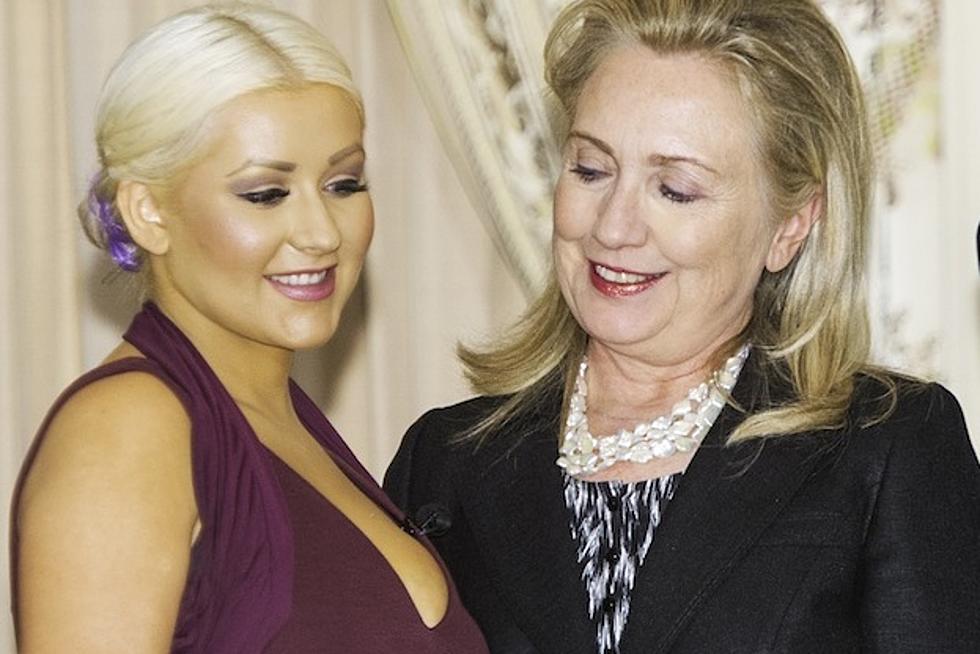 Hillary Clinton Checks out Christina Aguilera’s Massive…Singing Talent