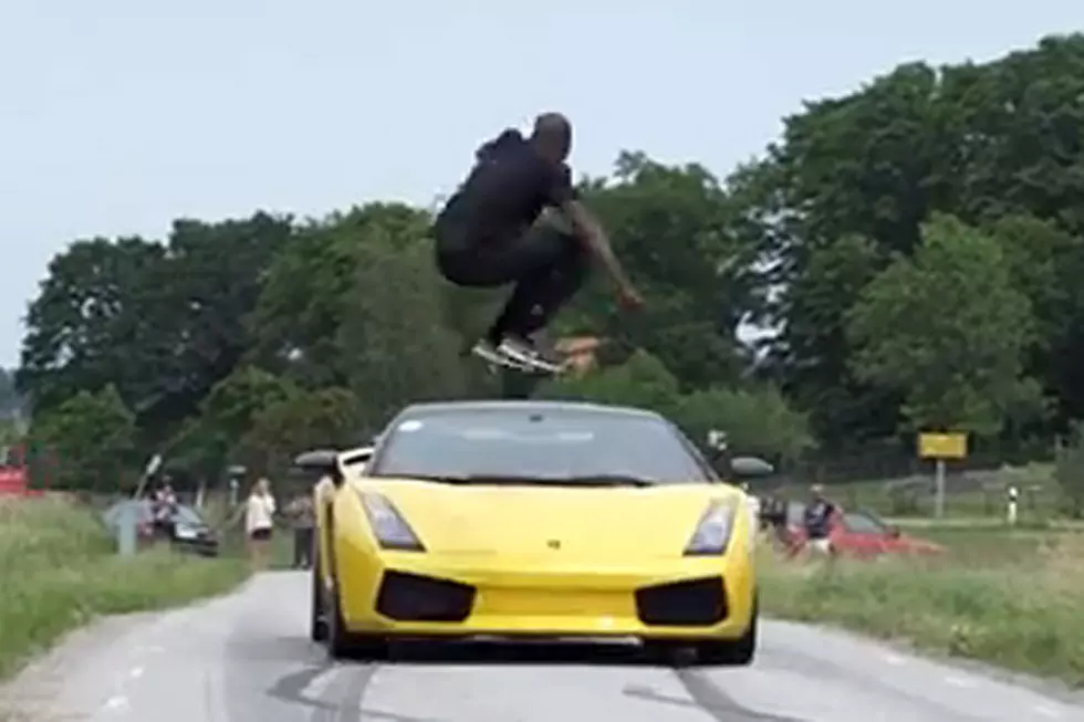 Watch a Lunatic Jump Over a Lamborghini Going 80 Miles Per Hour