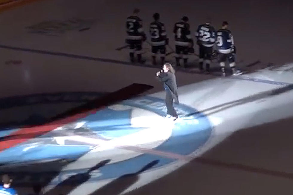National Anthem Singer-Skater Gloriously Falls on Ice Before Hockey Game