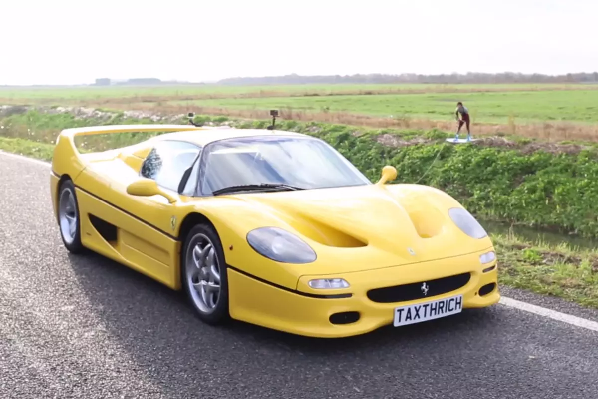 Watch This Guy Wakeboarding Behind A Ferrari F50 Video
