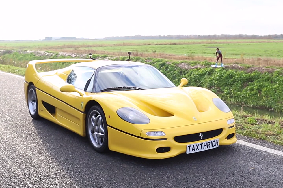 Watch This Guy Wakeboarding Behind a Ferrari F50 [VIDEO]