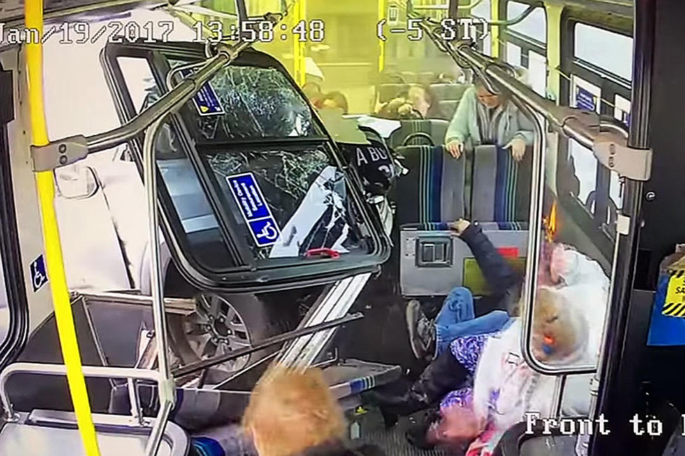 Bus Passengers Frantically Flee in Nick of Time As Truck Collides Into Them
