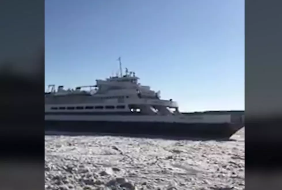Watch The Cape May Ferry Navigate Through Frozen, Icy Waters