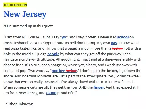How Does Urban Dictionary Define New Jersey?