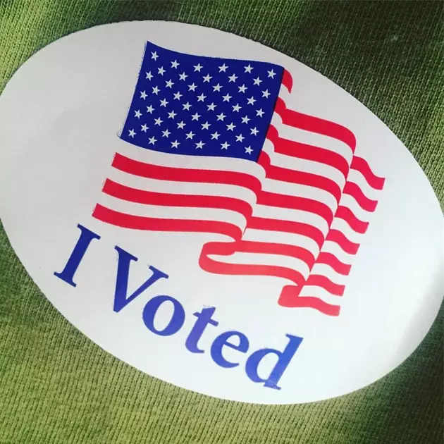 New Jersey Voters Show Their Stickers on Election Day 2016
