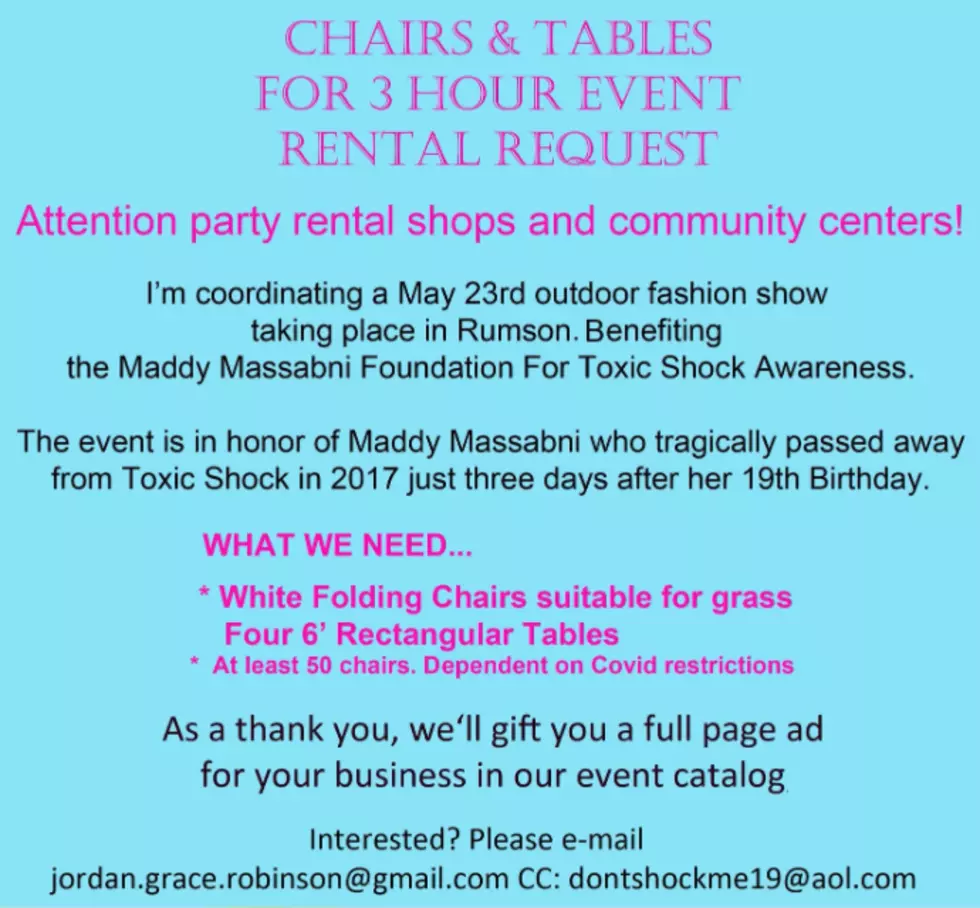 Do You Have Tables And Chairs You Can Spare? Donations Needed For Charity Event In Rumson, NJ!