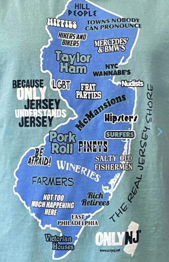 Jersey4Sure.com New Jersey Pride Apparel Map Stereotypes
