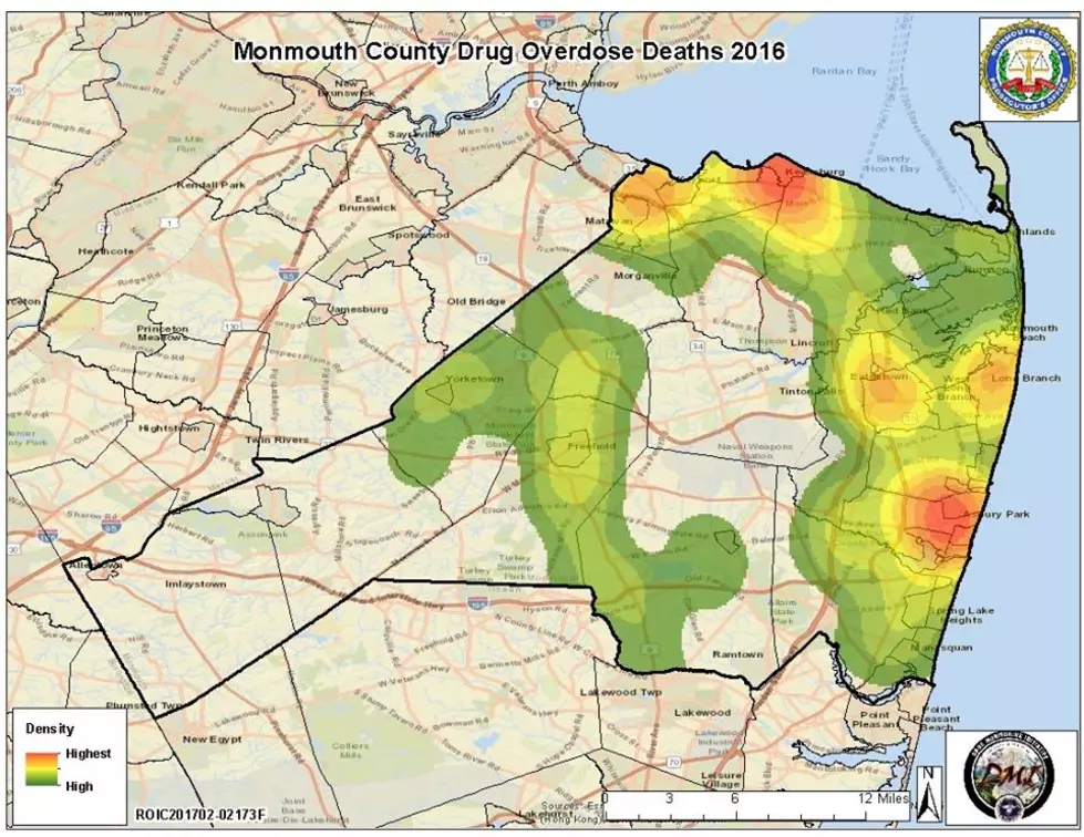 Heat map shows location of Monmouth County drug overdose deaths