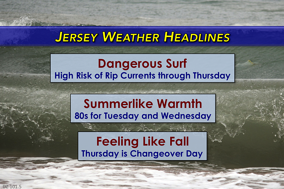 Two more days of unseasonable warmth and rough surf for NJ