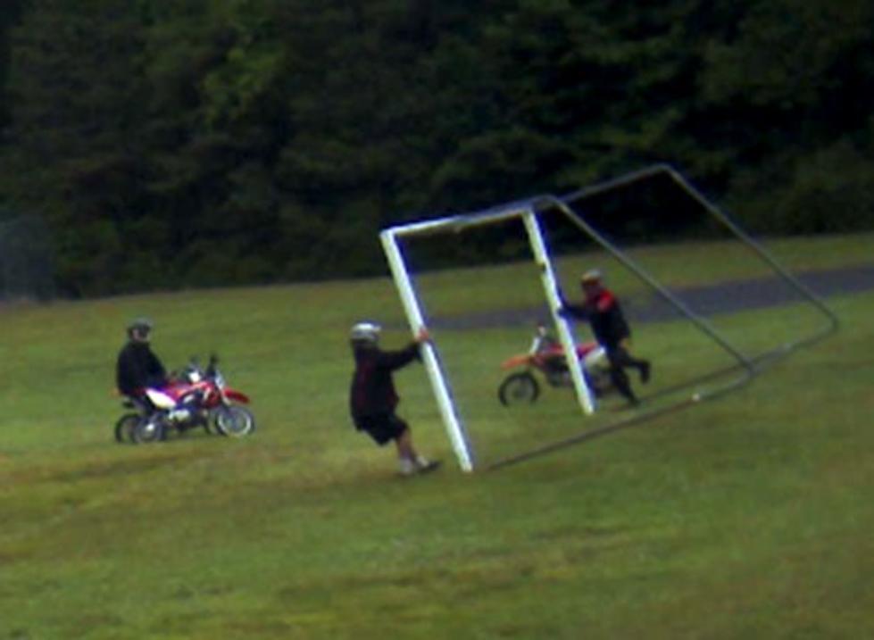 3 suspects on dirt bikes cause damage to school grounds in NJ