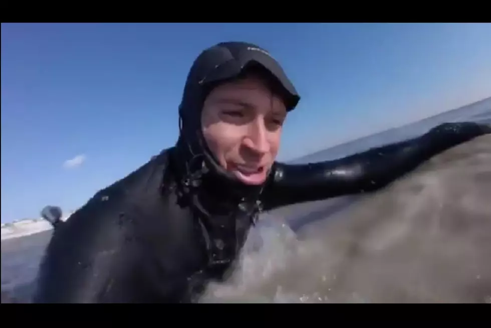 Surfer Rides Slushy Waves in LBI [VIDEO]