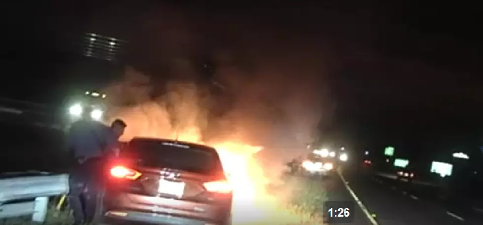 Watch State Troopers Pull Man from Burning Car on Route 42