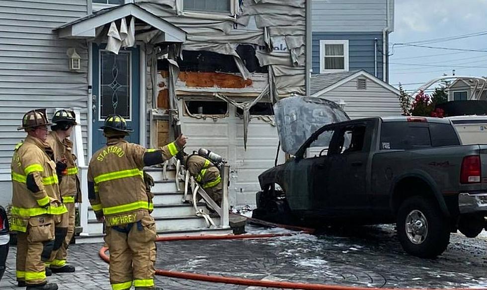 Truck Fire Damages Truck and House in Stafford Township