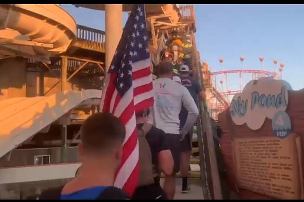 First Responders Climbing Steps at Morey&#8217;s Piers in Wildwood to Commemorate 9/11