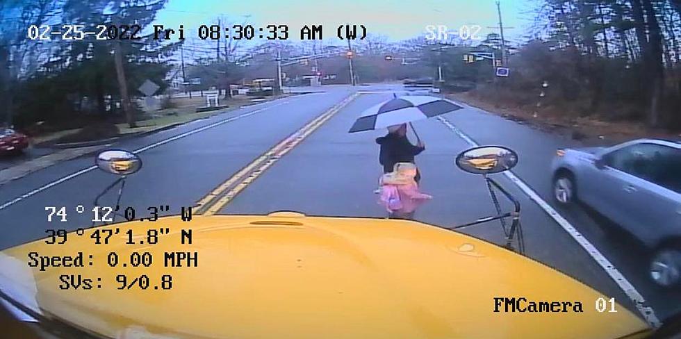 Two Almost Hit as Car Passes Stopped School Bus in Waretown, NJ