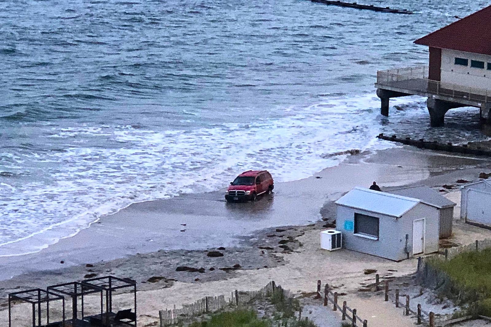 Vehicle Almost Swept Out To Sea Outside Casino In AC NJ