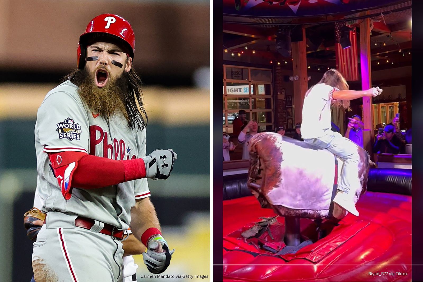 Phillies Player Celebrated Big Win Bull Riding in Philadelphia