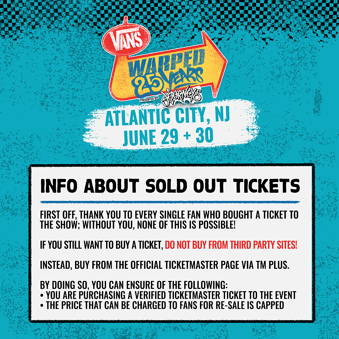 Atlantic City Beach Stop on Vans Warped Tour Is Sold Out!