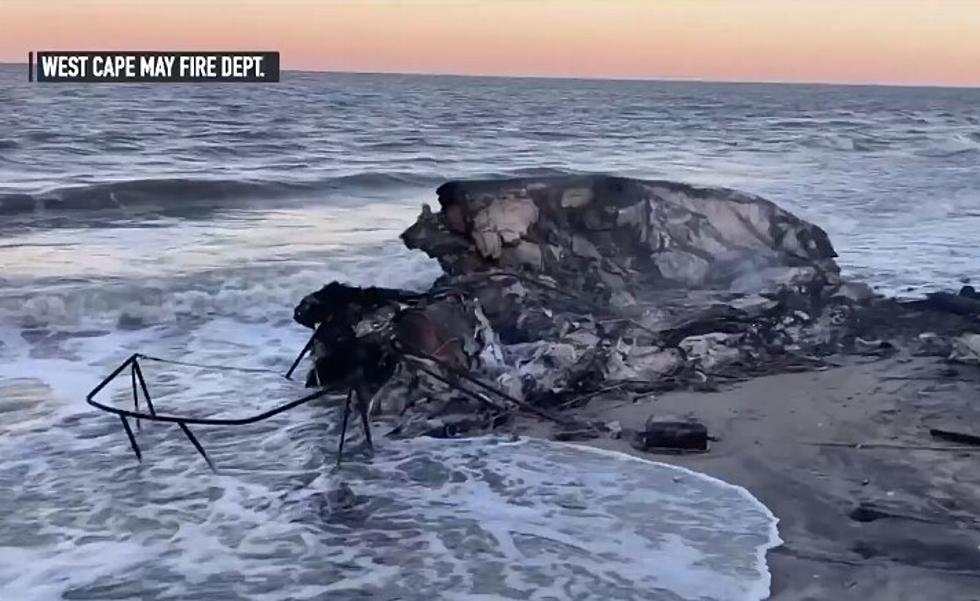 Wrecked Sailboat Burns on Cape May Beach