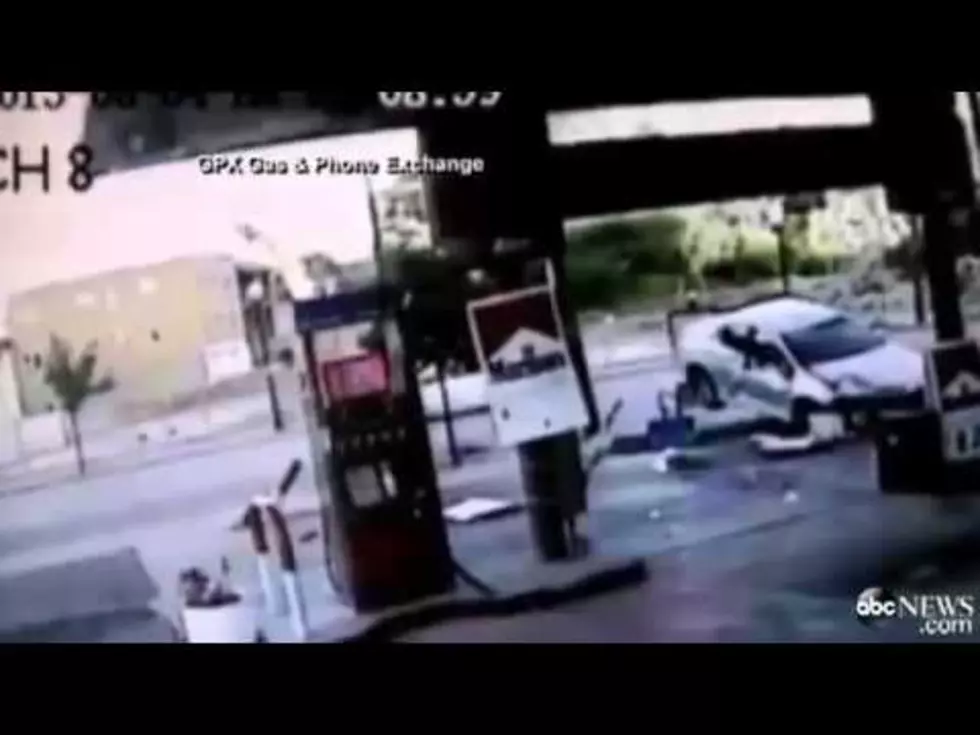Man Survives Car Crash Into Gas Station and Then Hails Taxi [VIDEO]