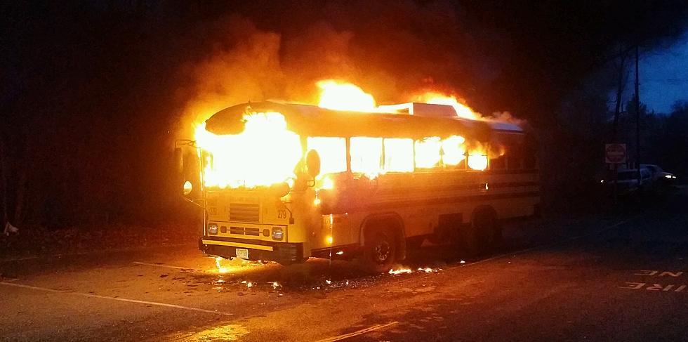 Local Police Respond to School Bus Engulfed in Flames [VIDEO]