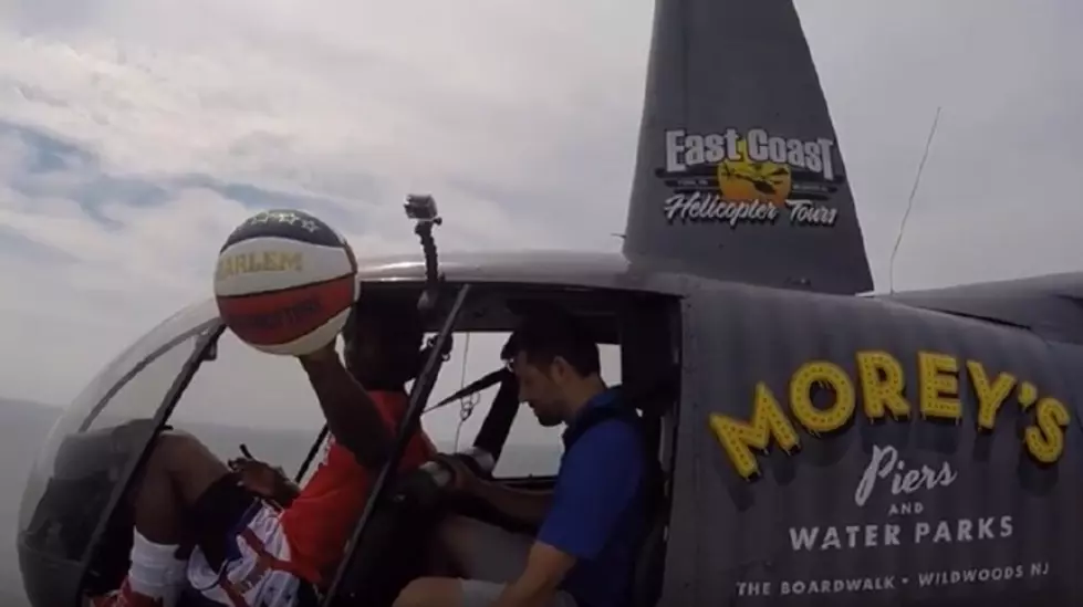 Watch Basketball Player Sink a Shot from a Helicopter Above Wildwood Beach [VIDEO]