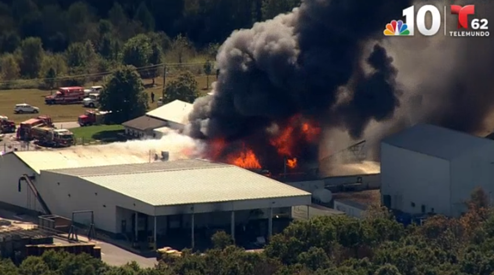 Massive Fire Burning at Produce Warehouse in Cumberland County