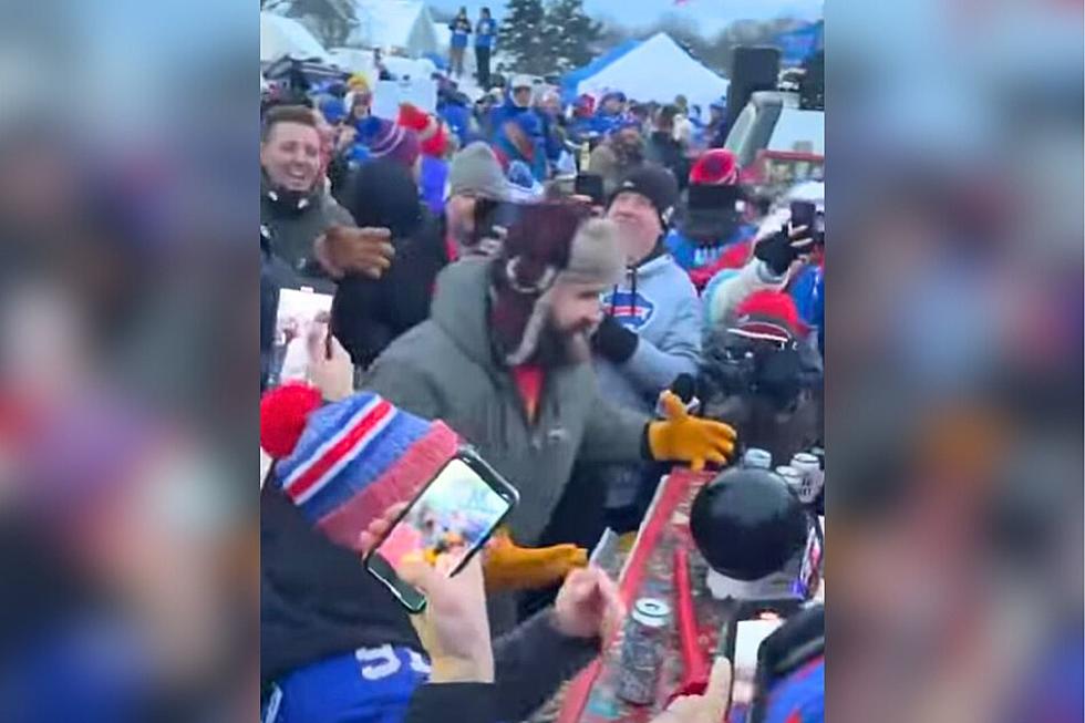 Jason Kelce Makes Surprise Appearance at Buffalo Bills Tailgate Party