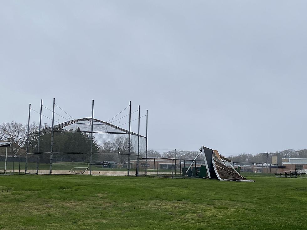 Strong Winds Rip Roof Off Dugout at Mainland High School