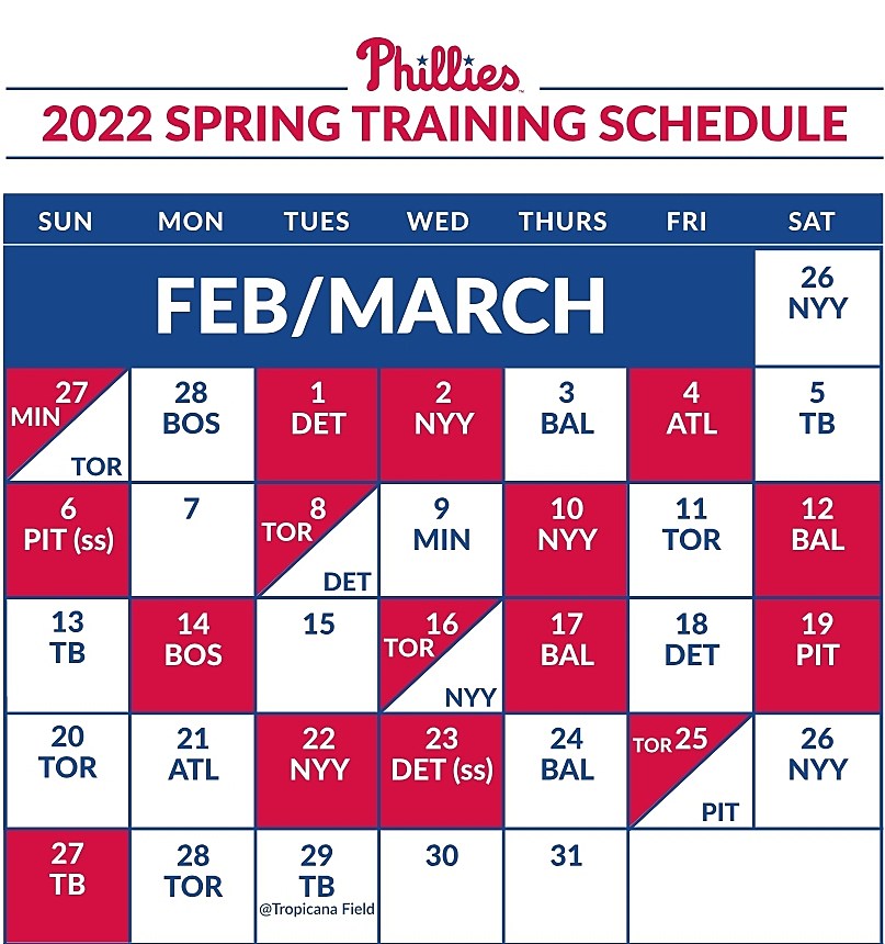 Phillies release 2022 Spring Training Schedule