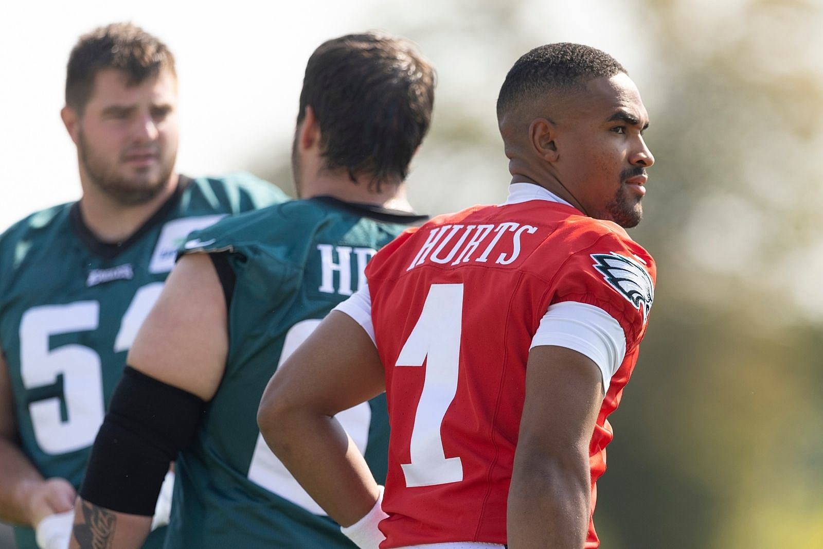 Eagles training camp: Jalen Hurts sporting his new No. 1 jersey