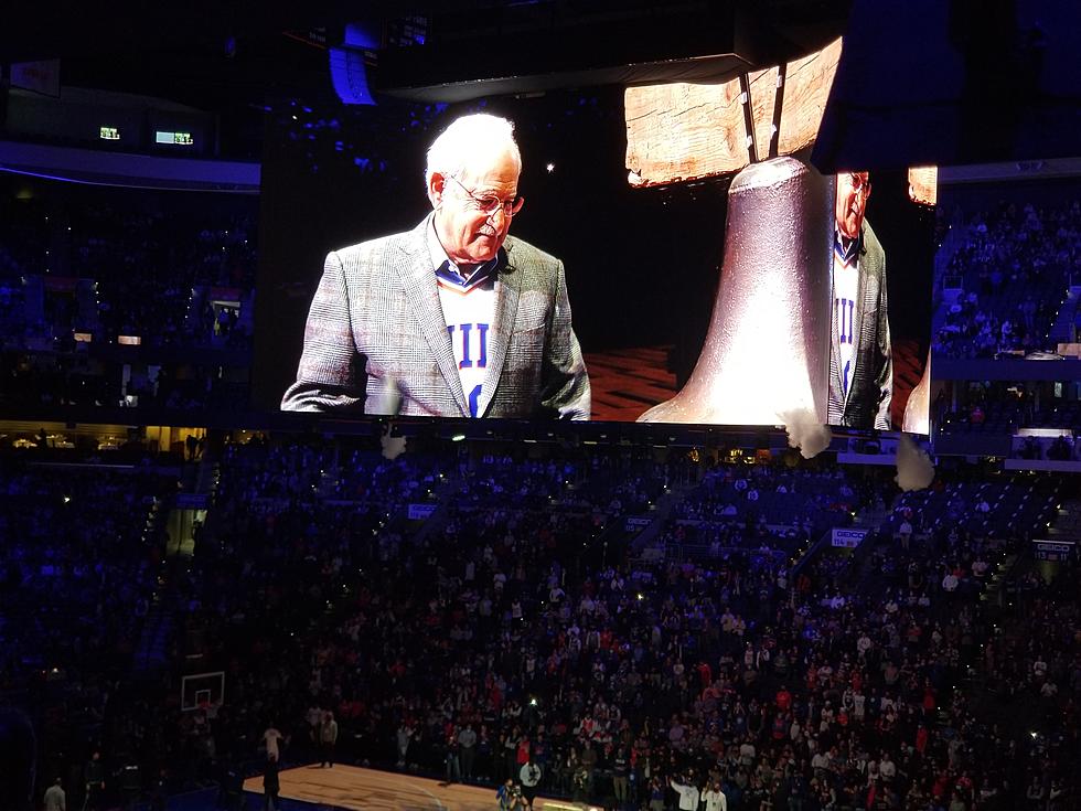 Action News Anchor Jim Gardner Rings Bell at Sixers Game